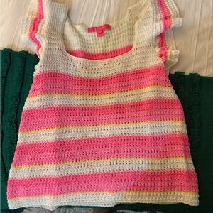 Lilly Pulitzer Pink and White Striped Sweater Tank Top